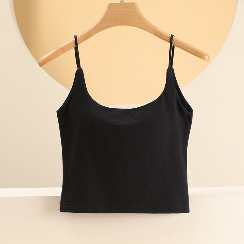 Viengabala kokvilnas top ar krūšu spilventiņiem, korejas stila siksnas, 95–100% kokvilna, auduma blīvums 161–180 g/m2