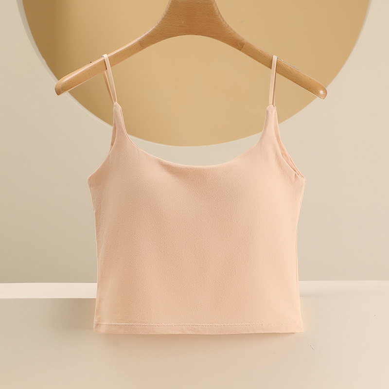 Viengabala kokvilnas top ar krūšu spilventiņiem, korejas stila siksnas, 95–100% kokvilna, auduma blīvums 161–180 g/m2