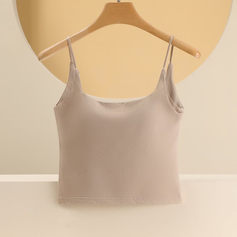 Viengabala kokvilnas top ar krūšu spilventiņiem, korejas stila siksnas, 95–100% kokvilna, auduma blīvums 161–180 g/m2