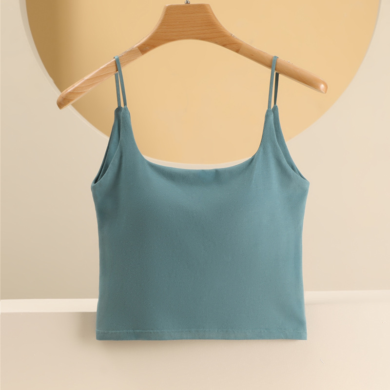 Viengabala kokvilnas top ar krūšu spilventiņiem, korejas stila siksnas, 95–100% kokvilna, auduma blīvums 161–180 g/m2