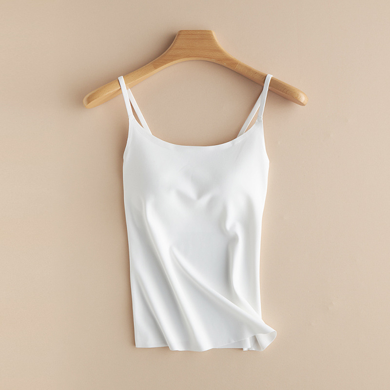 Sieviešu kamizole ar iekšējo krūšu uzpildi, neilona-spandexa audums, šaurs griezums, plānas siksnas, garums 50–65 cm