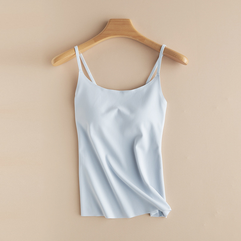 Sieviešu kamizole ar iekšējo krūšu uzpildi, neilona-spandexa audums, šaurs griezums, plānas siksnas, garums 50–65 cm