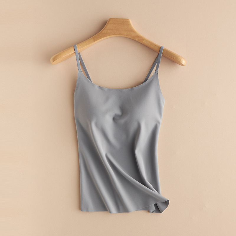 Sieviešu kamizole ar iekšējo krūšu uzpildi, neilona-spandexa audums, šaurs griezums, plānas siksnas, garums 50–65 cm