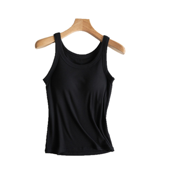 Sieviešu camisole ar iebūvētiem krūšu spilventiņiem, tievs siluets, parastā garuma, vienkrāsains, viskozes-elastāna materiāls, vasara 2025