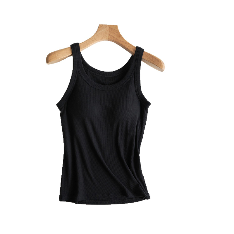Sieviešu camisole ar iebūvētiem krūšu spilventiņiem, tievs siluets, parastā garuma, vienkrāsains, viskozes-elastāna materiāls, vasara 2025