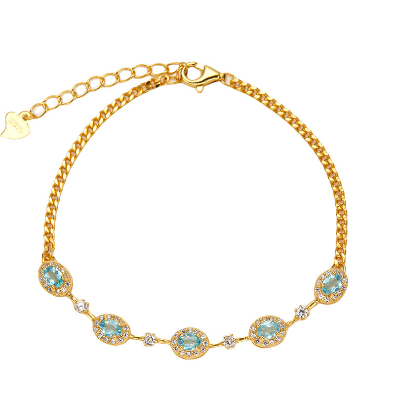 Гривна за китка с естествен аметист и цитрин, S925 сребро, геометричен дизайн