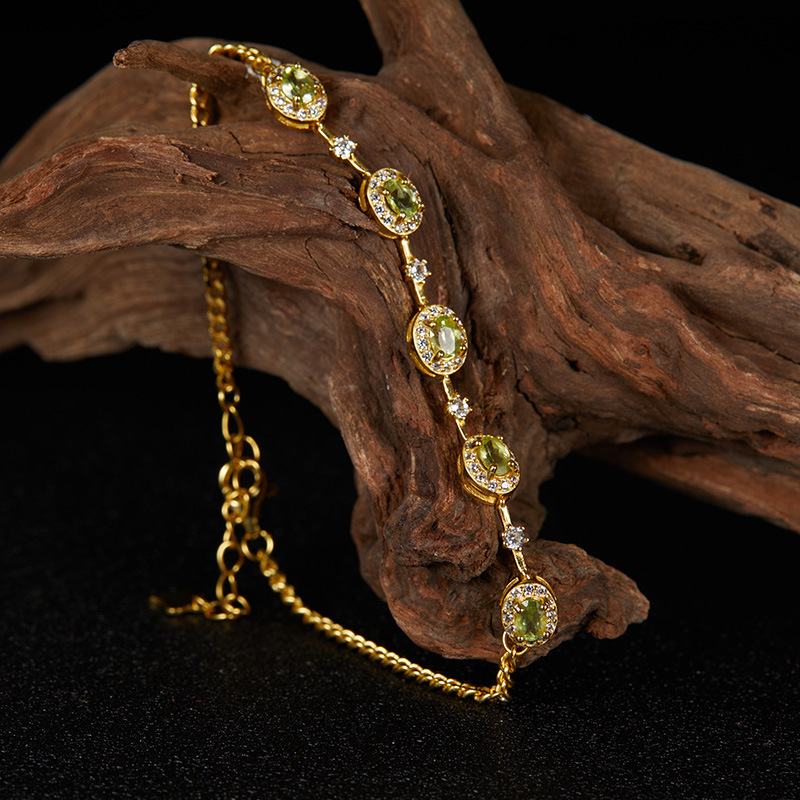 Гривна за китка с естествен аметист и цитрин, S925 сребро, геометричен дизайн