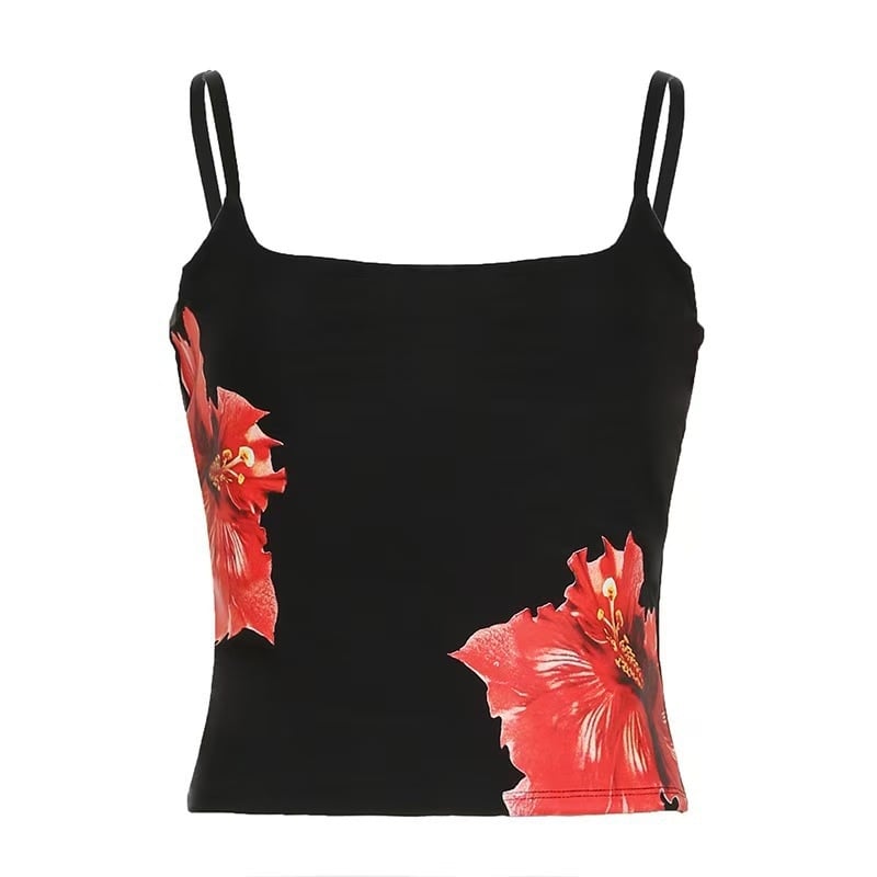 Sling top ar drukāšanu – cieša piegriezne, poliesters, ļoti īss garums, sievietēm