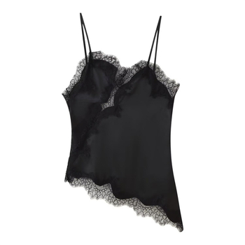 Mežģīņu dekora camisole top, brīvs griezums, poliesters 95%+, sievietēm, japāņu-korejiešu brīvā stila vasara 2025