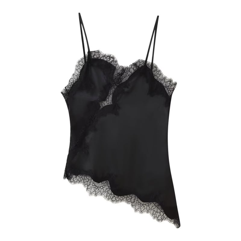 Mežģīņu dekora camisole top, brīvs griezums, poliesters 95%+, sievietēm, japāņu-korejiešu brīvā stila vasara 2025