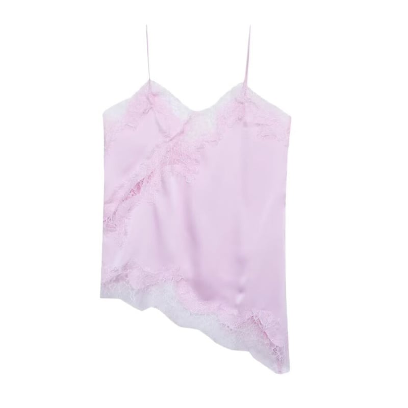 Mežģīņu dekora camisole top, brīvs griezums, poliesters 95%+, sievietēm, japāņu-korejiešu brīvā stila vasara 2025