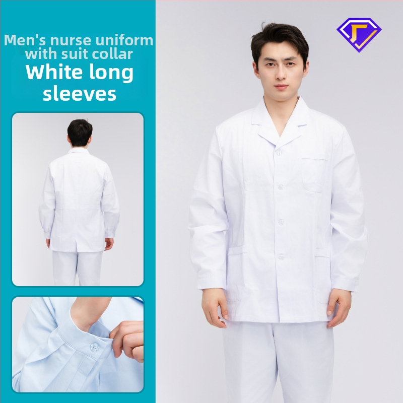 Māsu uniformes komplekts ar lellītes apkakli, garas piedurknes, kokvilnas–spandeksa audums, mitrumu vadīšana