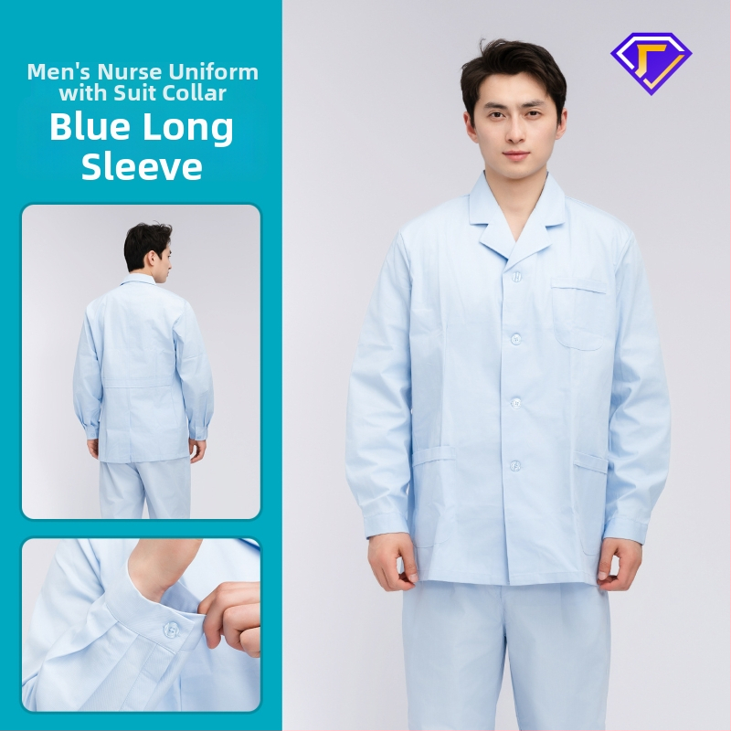 Māsu uniformes komplekts ar lellītes apkakli, garas piedurknes, kokvilnas–spandeksa audums, mitrumu vadīšana