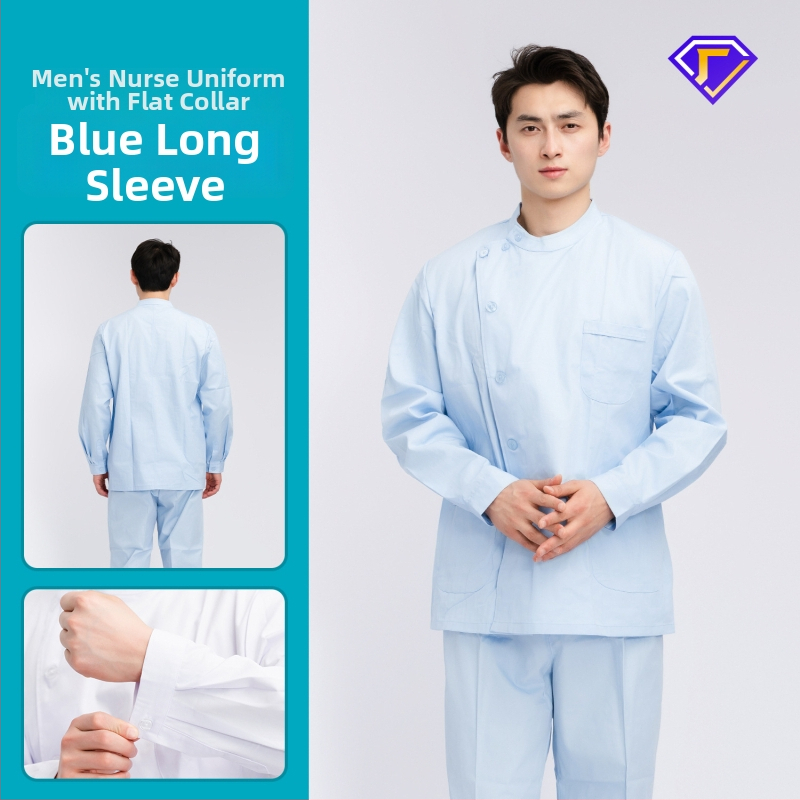 Māsu uniformes komplekts ar lellītes apkakli, garas piedurknes, kokvilnas–spandeksa audums, mitrumu vadīšana