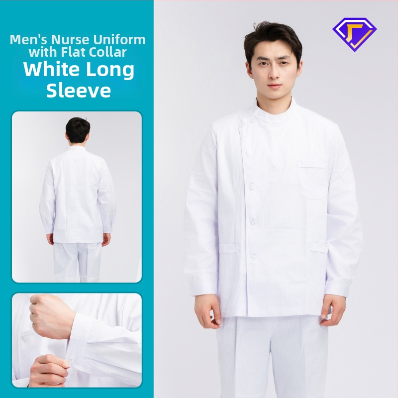 Māsu uniformes komplekts ar lellītes apkakli, garas piedurknes, kokvilnas–spandeksa audums, mitrumu vadīšana