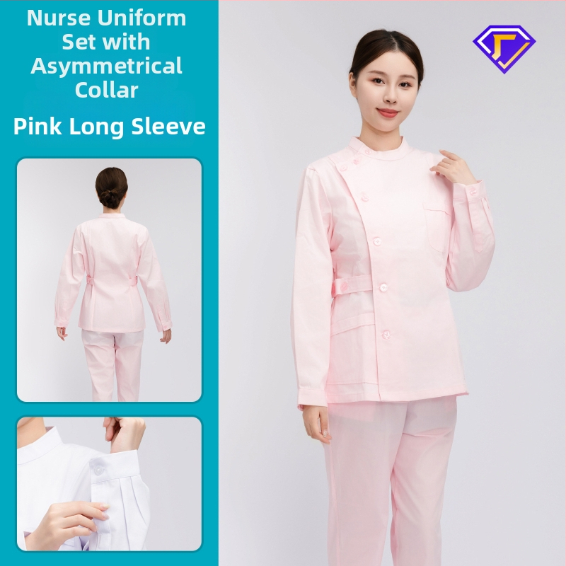 Māsu uniformes komplekts ar lellītes apkakli, garas piedurknes, kokvilnas–spandeksa audums, mitrumu vadīšana