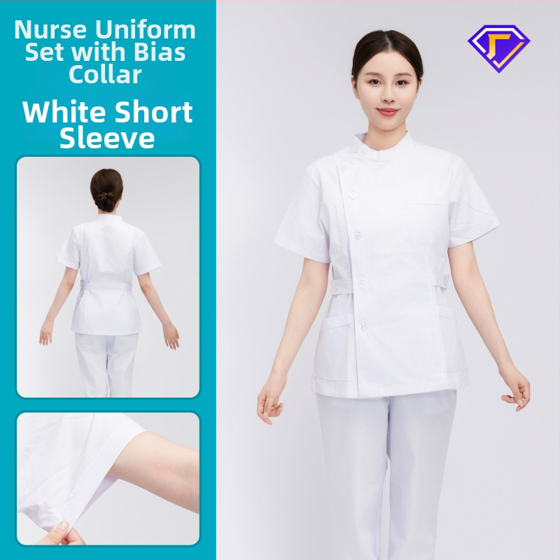 Māsu uniformes komplekts ar lellītes apkakli, garas piedurknes, kokvilnas–spandeksa audums, mitrumu vadīšana