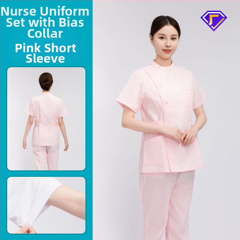 Māsu uniformes komplekts ar lellītes apkakli, garas piedurknes, kokvilnas–spandeksa audums, mitrumu vadīšana