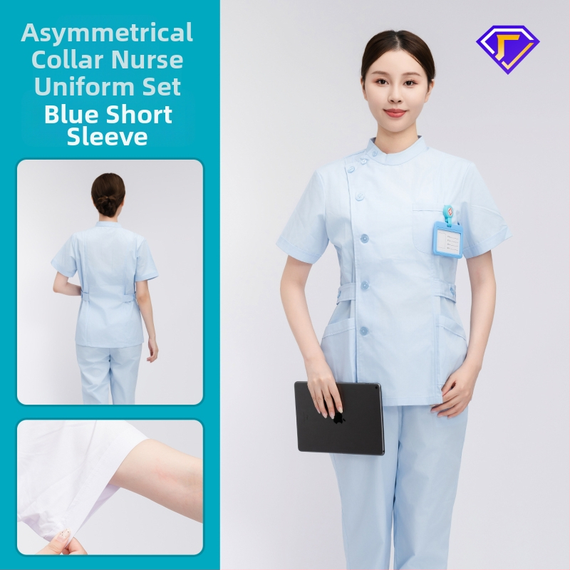 Māsu uniformes komplekts ar lellītes apkakli, garas piedurknes, kokvilnas–spandeksa audums, mitrumu vadīšana