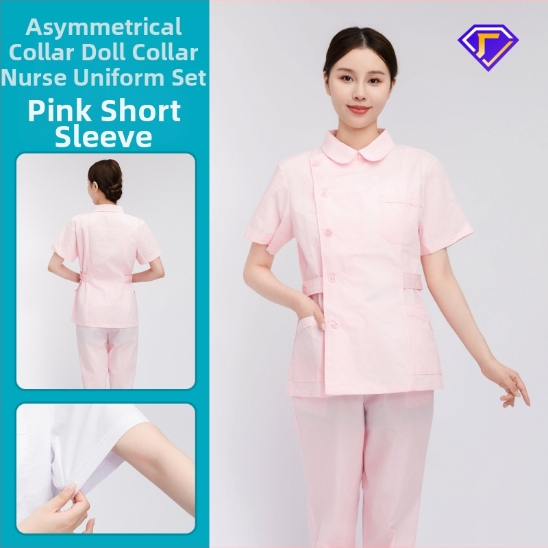 Māsu uniformes komplekts ar lellītes apkakli, garas piedurknes, kokvilnas–spandeksa audums, mitrumu vadīšana