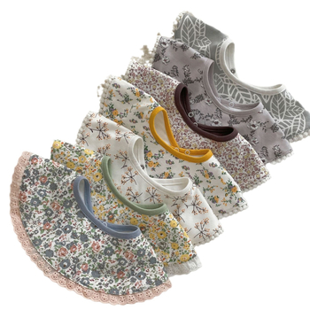 Bib pentru bebeluți, stil coreean, imprimeu proaspăt pentru fete, material clasă A, peste 95% bumbac, absorbție înaltă, fără fluor