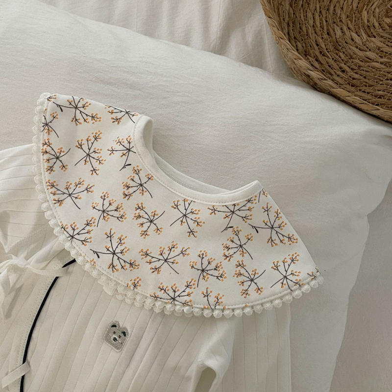 Bib pentru bebeluți, stil coreean, imprimeu proaspăt pentru fete, material clasă A, peste 95% bumbac, absorbție înaltă, fără fluor