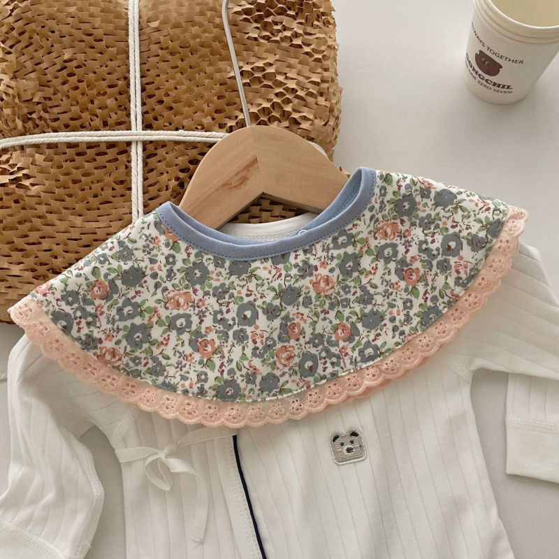 Bib pentru bebeluți, stil coreean, imprimeu proaspăt pentru fete, material clasă A, peste 95% bumbac, absorbție înaltă, fără fluor