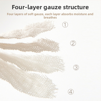 Zīdaiņa siekalas lakats ar sprādzi, četras kārtas gāzes no tīras kokvilnas, raksts ar dzīvniekiem, dvuzreiz lietojams kvadrātveida dvielis