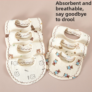 Zīdaiņa lakatiņš no 100% kokvilnas gázes, absorbējošs, Klase A, piemērots 0–3 gadus veciem zīdaiņiem, apaļš siluets, ar dzīvnieku/ multfilmu motīviem