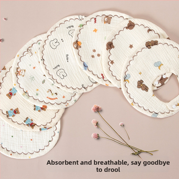 Zīdaiņa lakatiņš no 100% kokvilnas gázes, absorbējošs, Klase A, piemērots 0–3 gadus veciem zīdaiņiem, apaļš siluets, ar dzīvnieku/ multfilmu motīviem