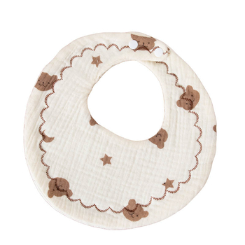 Zīdaiņa lakatiņš no 100% kokvilnas gázes, absorbējošs, Klase A, piemērots 0–3 gadus veciem zīdaiņiem, apaļš siluets, ar dzīvnieku/ multfilmu motīviem