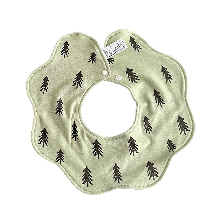 Bērnu bībs no kokvilnas ar ūdensnecaurlaidīgu audumu, piemērots zīdaiņiem 0-1 gadiem, raksts: dzīvnieki/ziedi/drukas