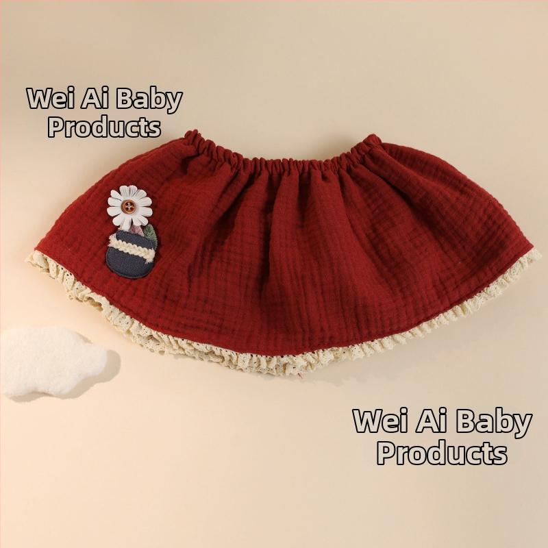 Bērnu bavete ar 360° princeses mežģīnēm, kokvilnas marlē, absorbējošs kokvilnas diegs, vecums 0–1 gads