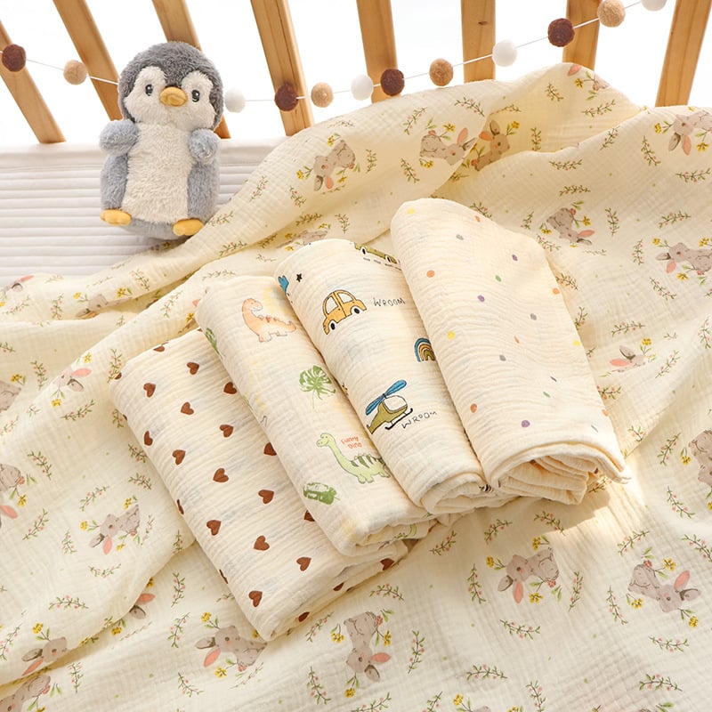 Zīdaiņu šalle no crepe auduma ar karikatūru un punktu rakstu, visas sezonas, drošības klase A