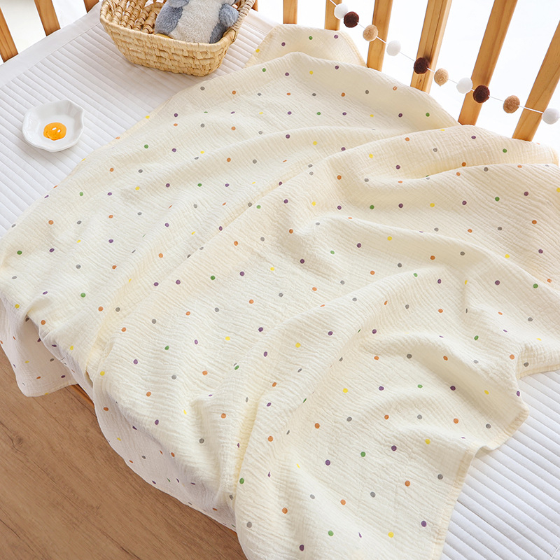 Zīdaiņu šalle no crepe auduma ar karikatūru un punktu rakstu, visas sezonas, drošības klase A