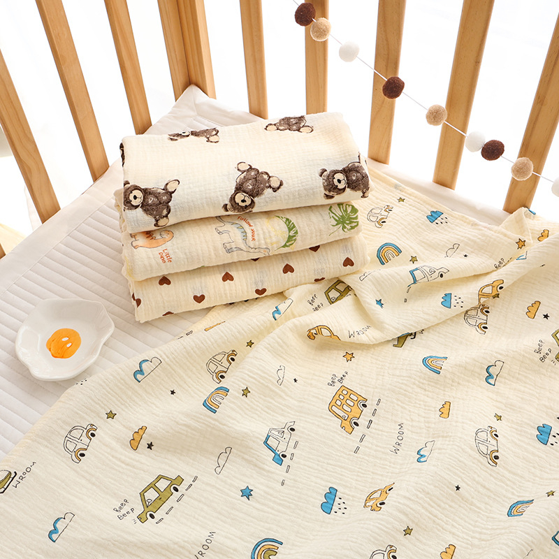 Zīdaiņu šalle no crepe auduma ar karikatūru un punktu rakstu, visas sezonas, drošības klase A