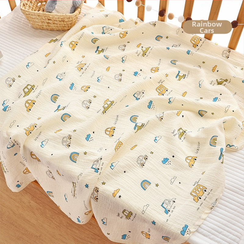 Zīdaiņu šalle no crepe auduma ar karikatūru un punktu rakstu, visas sezonas, drošības klase A