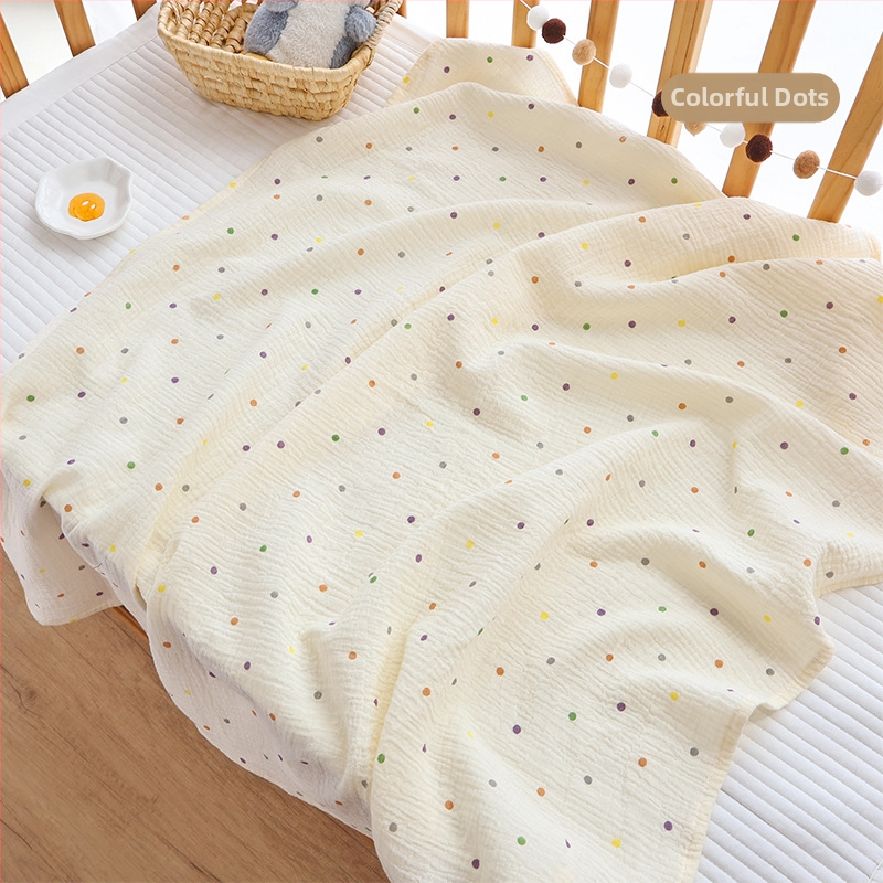 Zīdaiņu šalle no crepe auduma ar karikatūru un punktu rakstu, visas sezonas, drošības klase A