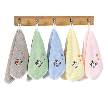 Bērnu kvadrātveida dvieli no korāla flīsa, 120D, izšūšana un apmales, mazāk nekā 50 g, pielāgojama