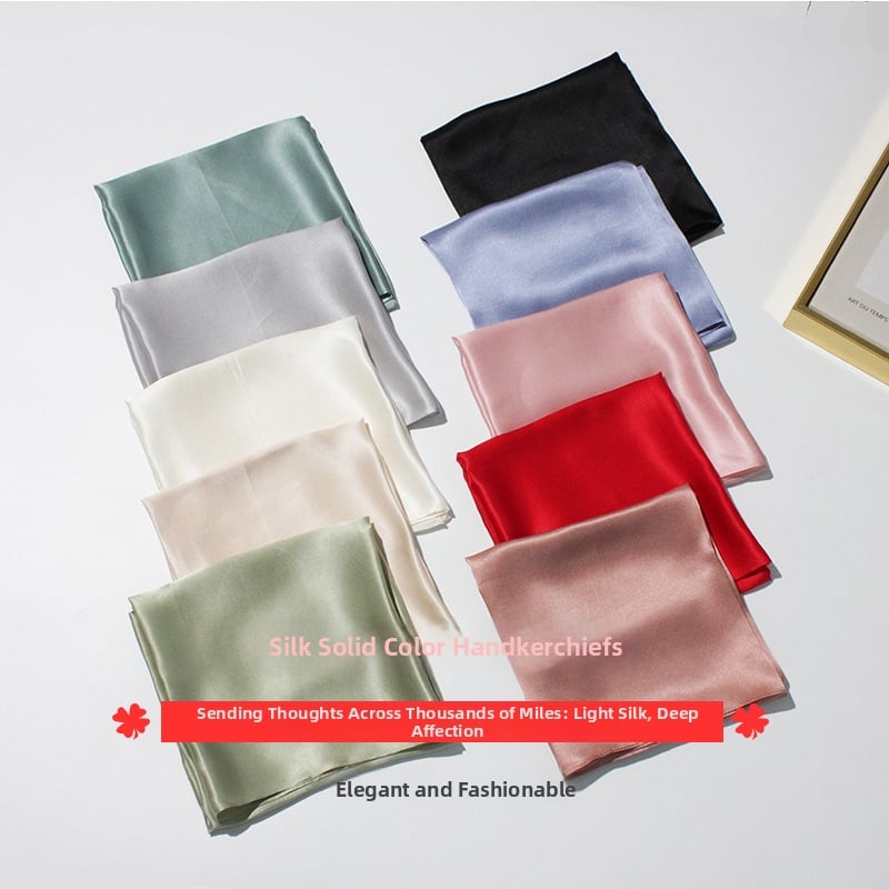 Șal pătrat din mătase Mulberry – țesătură simplă, 100% mătase, țesătură: mătase, stil: proaspăt și dulce, imprimare