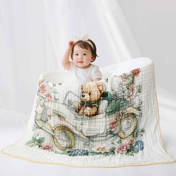 Bērnu marles vannas dvielis – 100% kokvilna, sešu slāņu absorpcija, svītrainais raksts, ātri žūst, zīdaiņiem