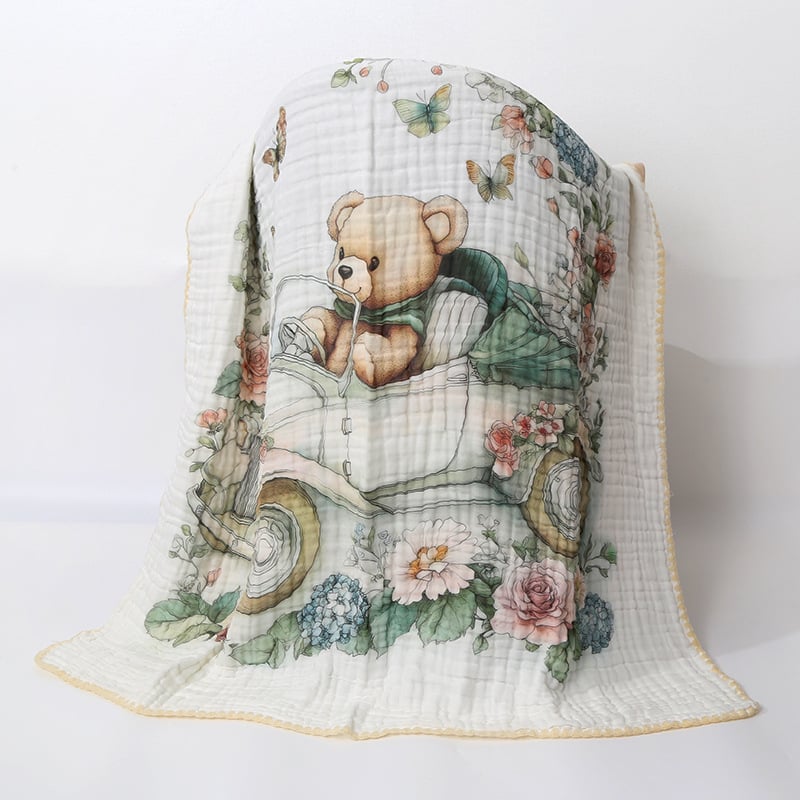 Bērnu marles vannas dvielis – 100% kokvilna, sešu slāņu absorpcija, svītrainais raksts, ātri žūst, zīdaiņiem