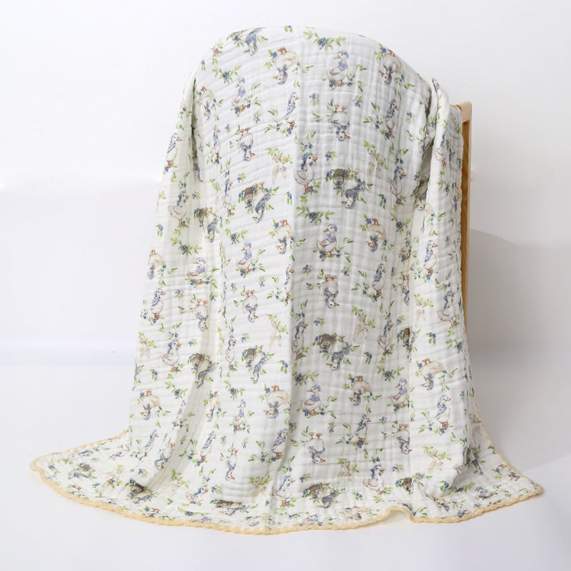 Bērnu marles vannas dvielis – 100% kokvilna, sešu slāņu absorpcija, svītrainais raksts, ātri žūst, zīdaiņiem