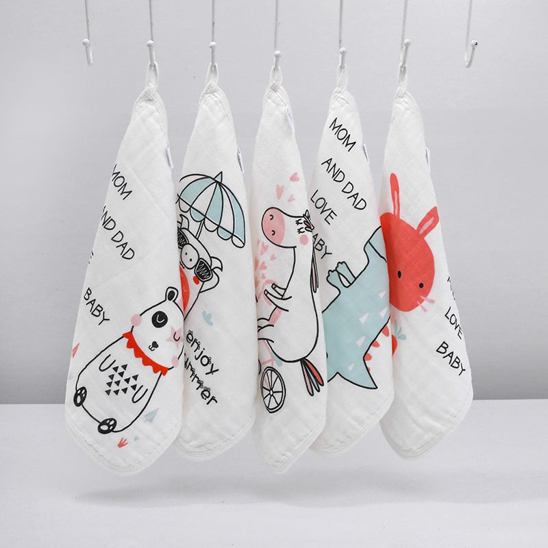 Bērnu sejas dvielis no sešslāņu kokvilnas gāzes, drukāts, absorbējošs, ar karikatūru motīviem, vecāku-bērnu stilā (Zīmols: Youya · Materiāls: Kokvilna · Svars: 140–170 g · Mērķauditorija: Zīdainis · Kategorija: Dvielis)