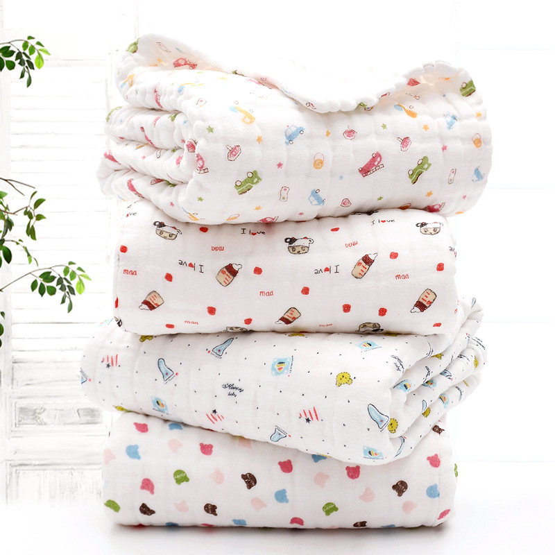 Prosop bebeluș din bumbac, muselină 12 straturi, fir 40s, 500 g sau mai mult, imprimare, țesătură simplă