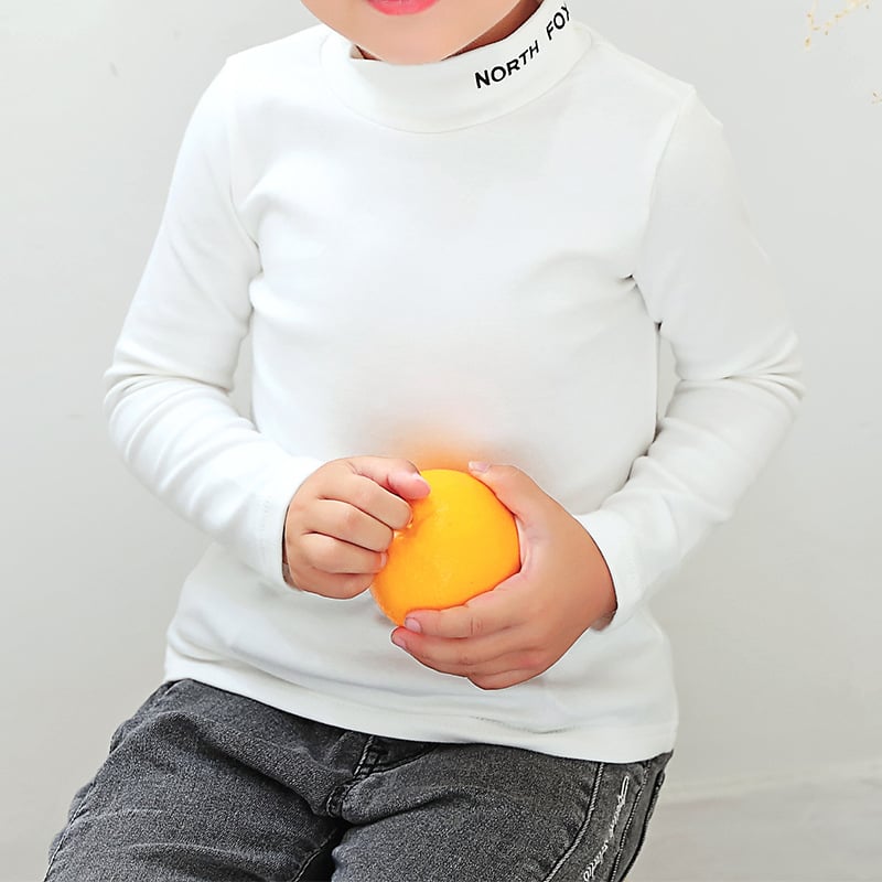 Bērnu T-krekls ar augstu kaklu, garām piedurknēm, 100% kokvilna, punktēts raksts, vecuma grupa 3–8 gadi