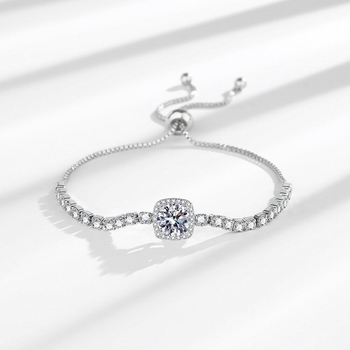 Ženska narukvica od metala, geometrijski kvadratni dizajn, 2 karata, imitacija moissanita, s ukrasnim kamenjem