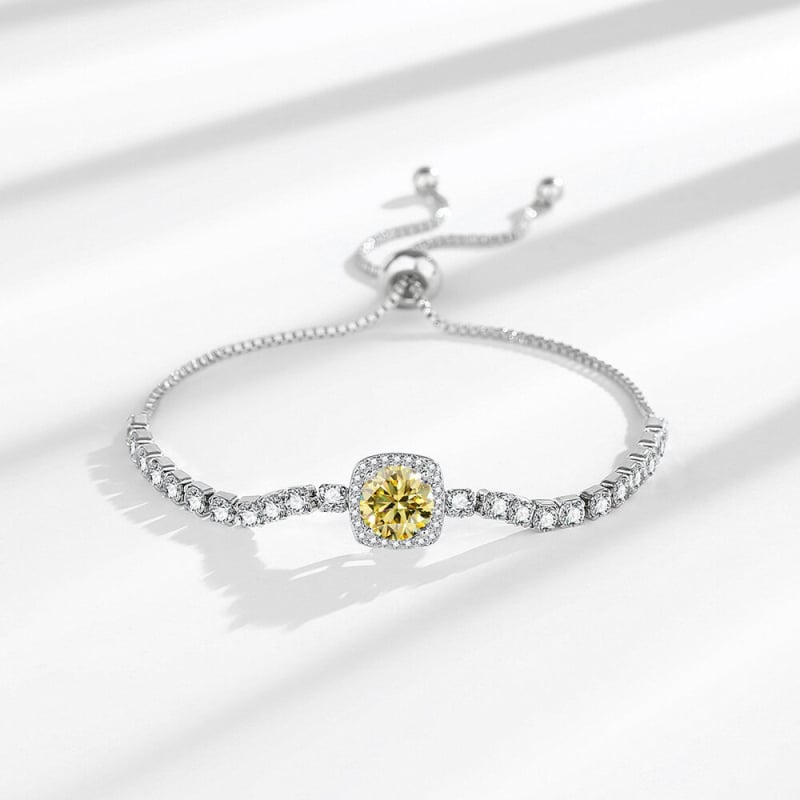 Ženska narukvica od metala, geometrijski kvadratni dizajn, 2 karata, imitacija moissanita, s ukrasnim kamenjem