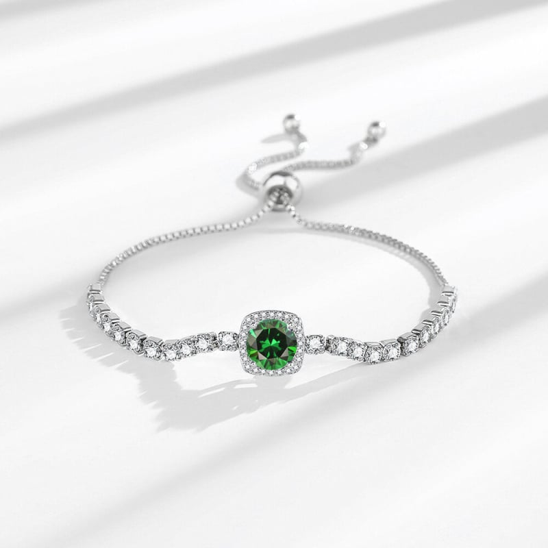 Ženska narukvica od metala, geometrijski kvadratni dizajn, 2 karata, imitacija moissanita, s ukrasnim kamenjem