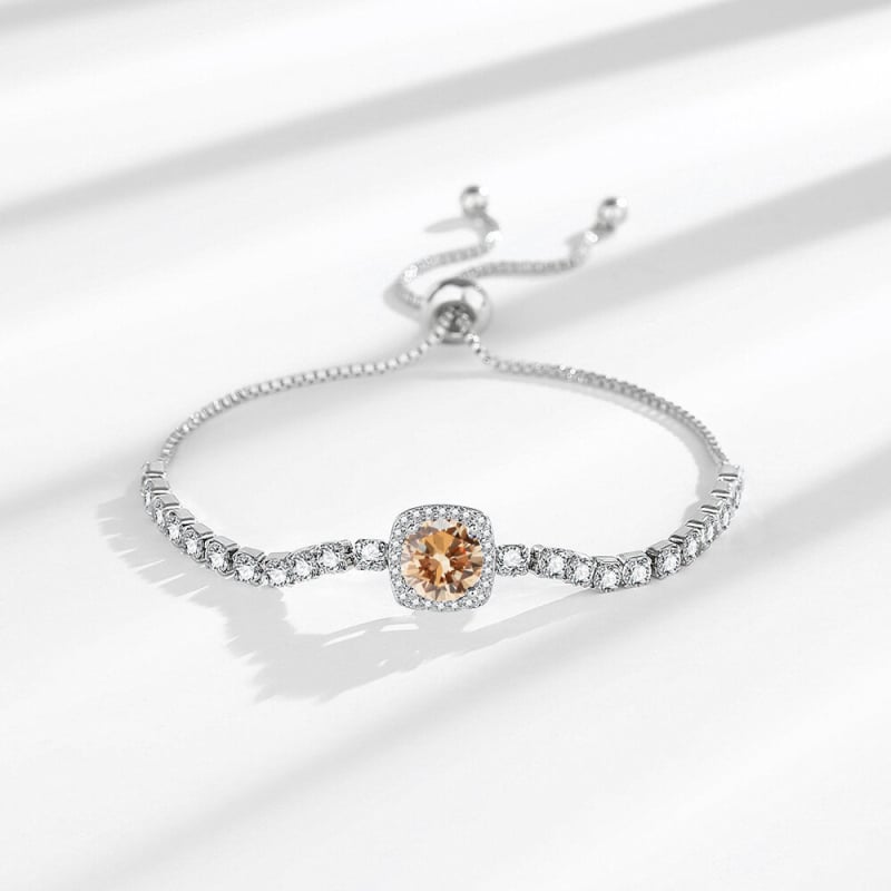 Ženska narukvica od metala, geometrijski kvadratni dizajn, 2 karata, imitacija moissanita, s ukrasnim kamenjem